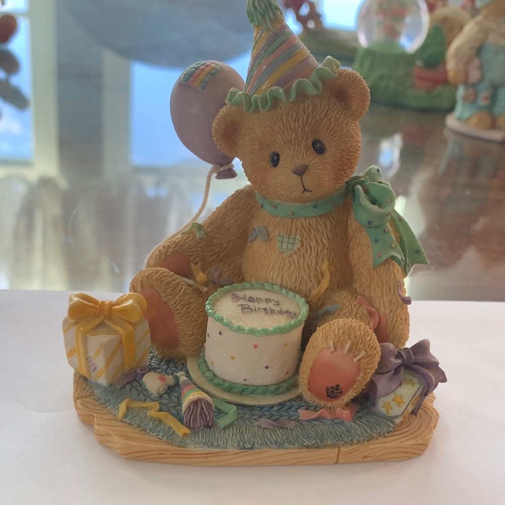 Cherished Teddies Yellow and Green Birthday Bear